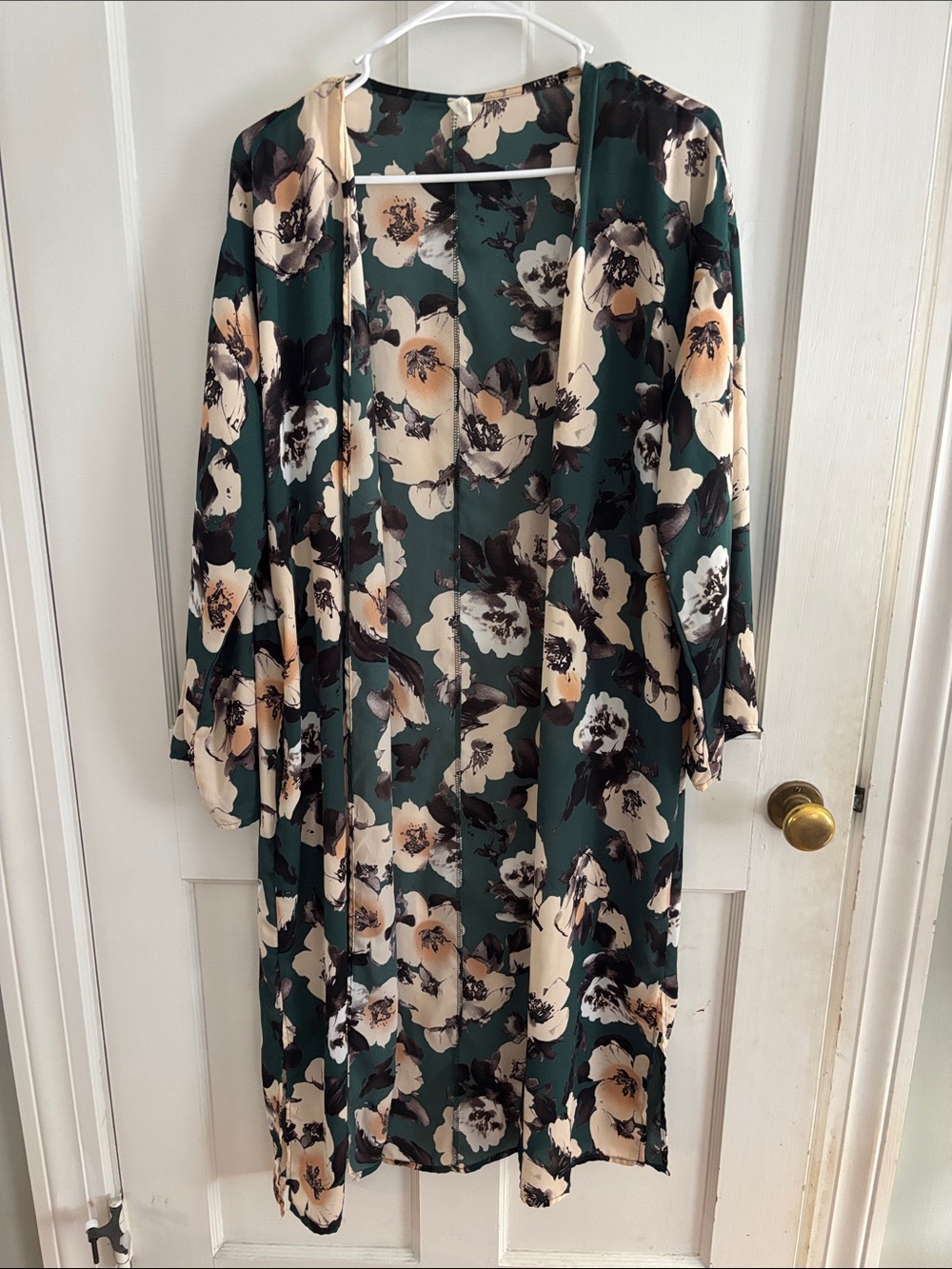 Pinkblush Dark Green Floral Long Sleeve Kimono Dress #19